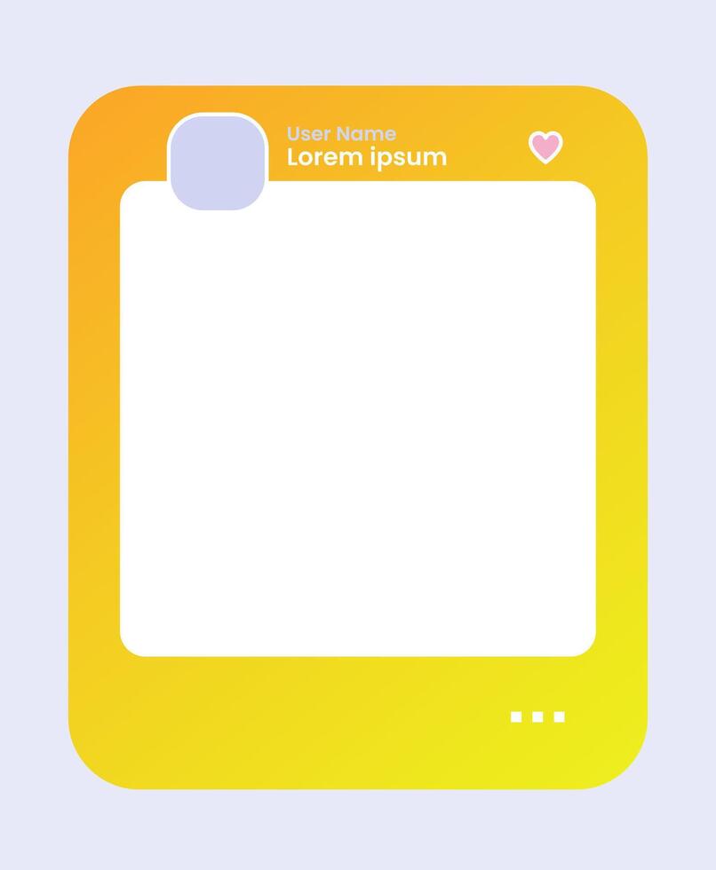 Social media frame isolated template. Colorful social media interface. vector