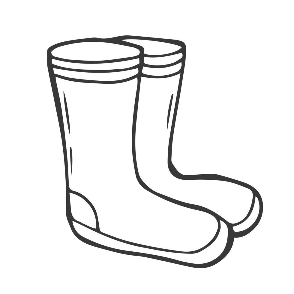 Rubber boots icon outline . Rubber boots outline isolated white background. Illustration vector