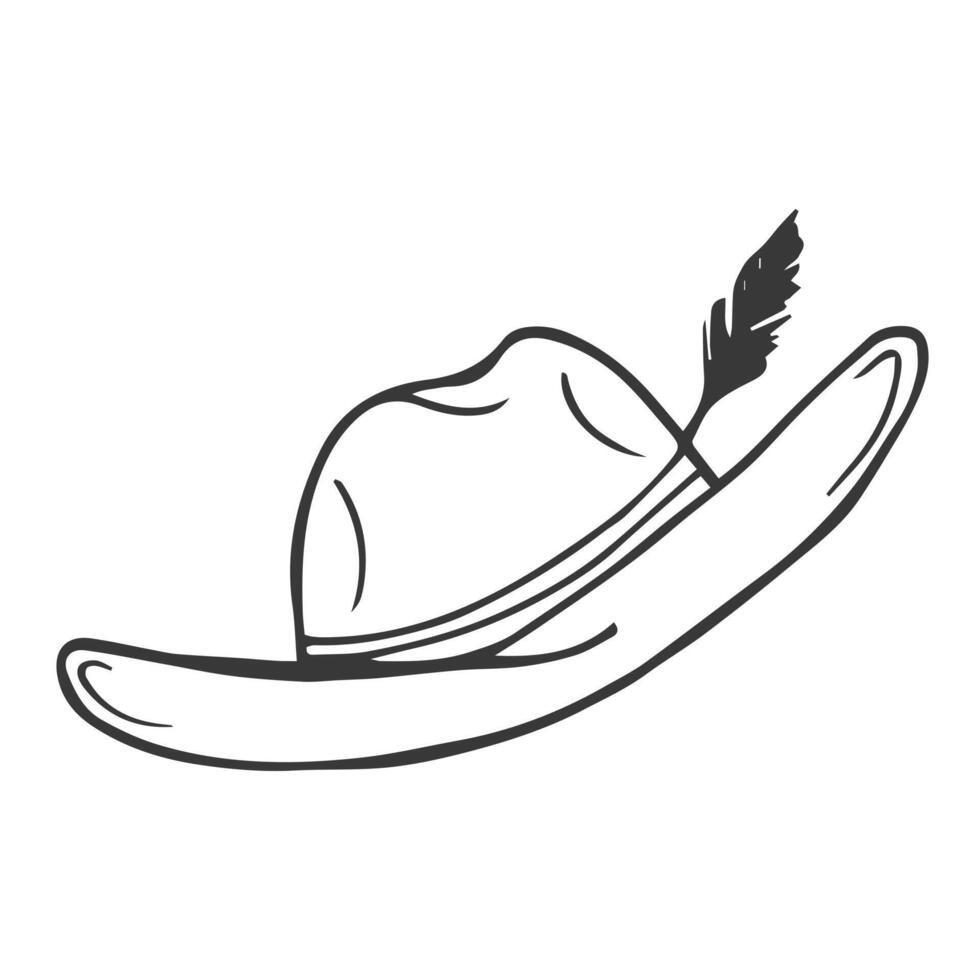 Doodle style cowboy hat or fedora in format vector
