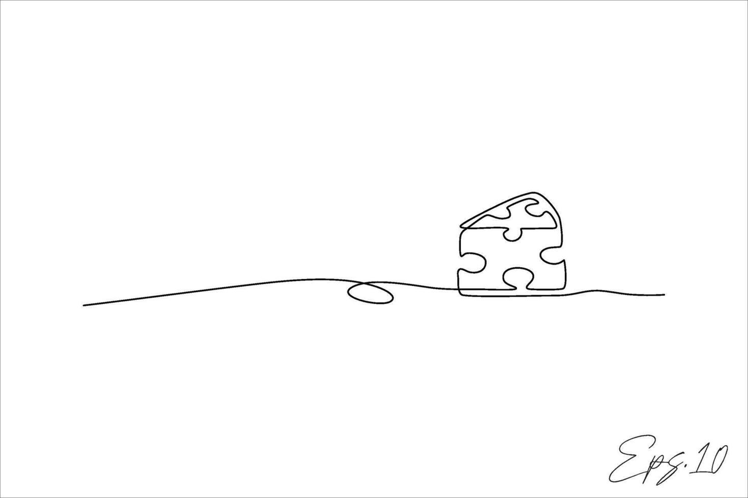 cheese slice continuous line illustration vector