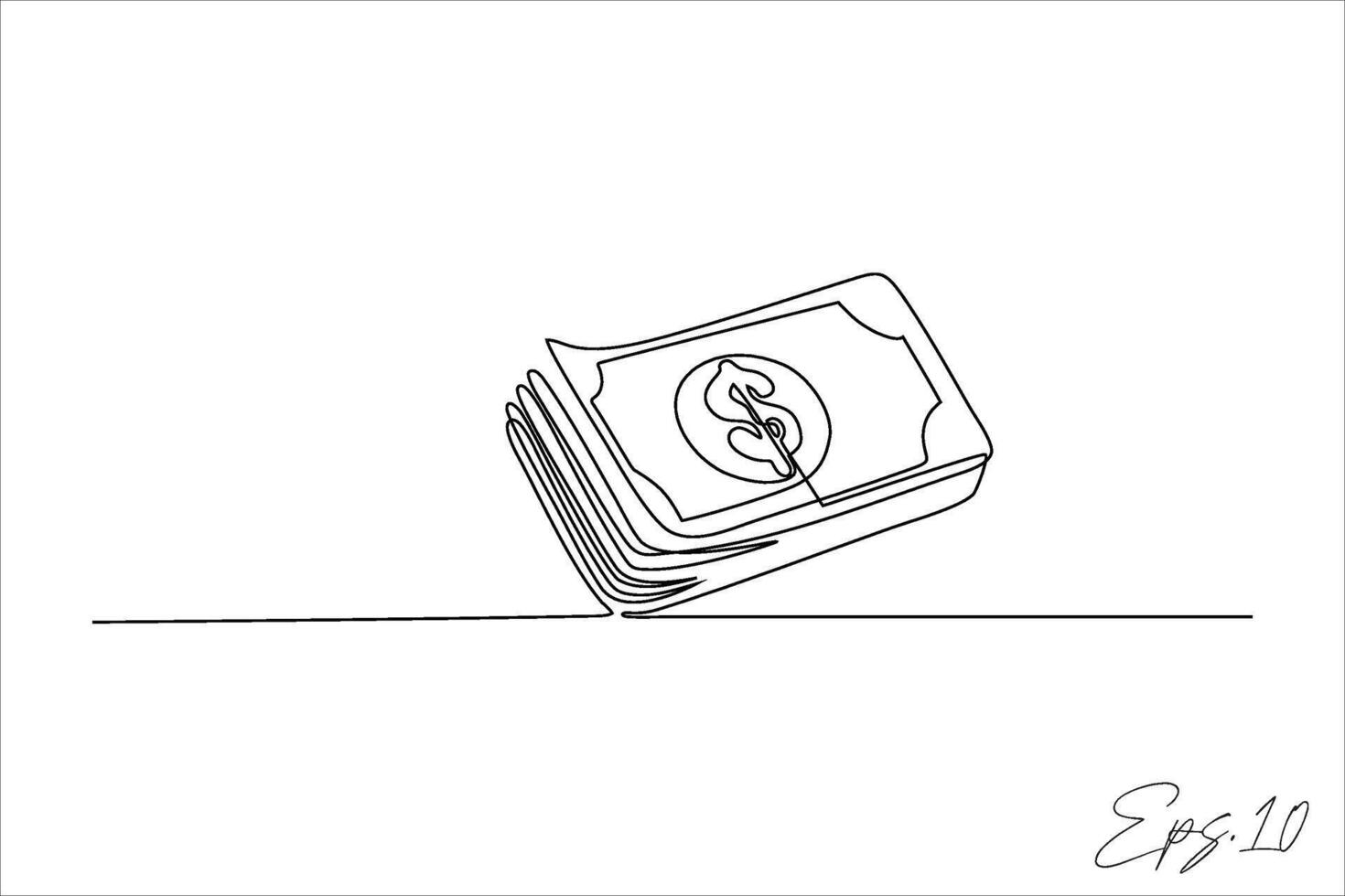 continuous line illustration of dollar bills vector