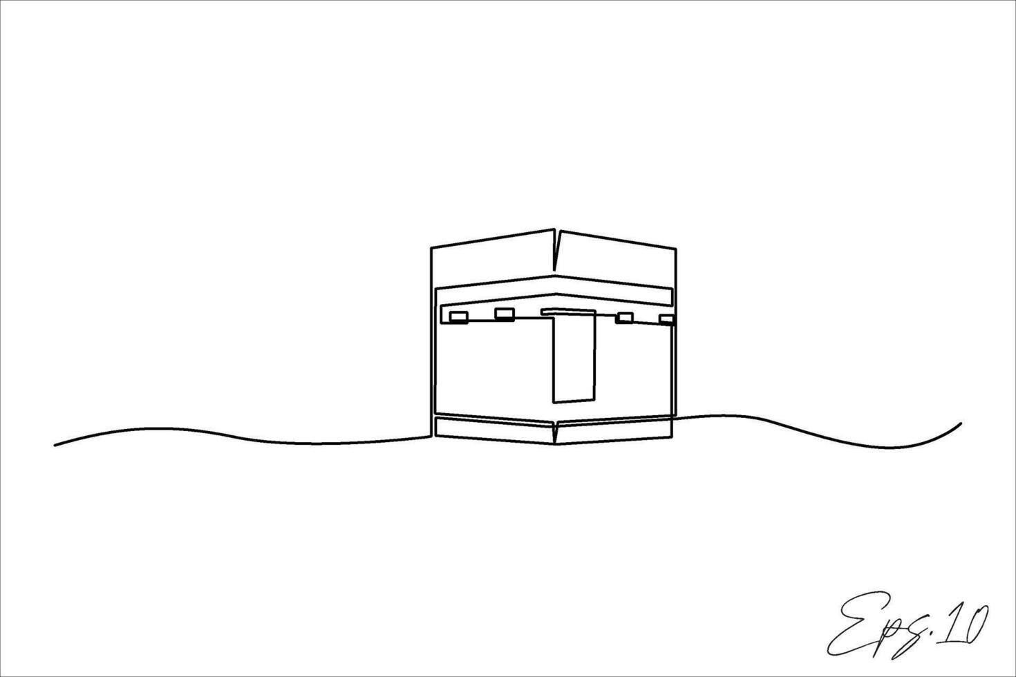 Kaaba building continuous line illustration vector