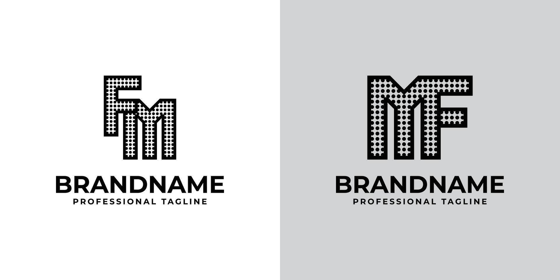 Letters FM and MF Dot Monogram Logo, Suitable for business with FM or MF initials vector