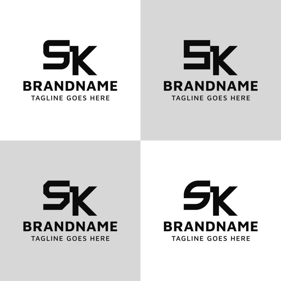 Letters SK Monogram Logo Set, suitable for any business with KS or SK initials vector