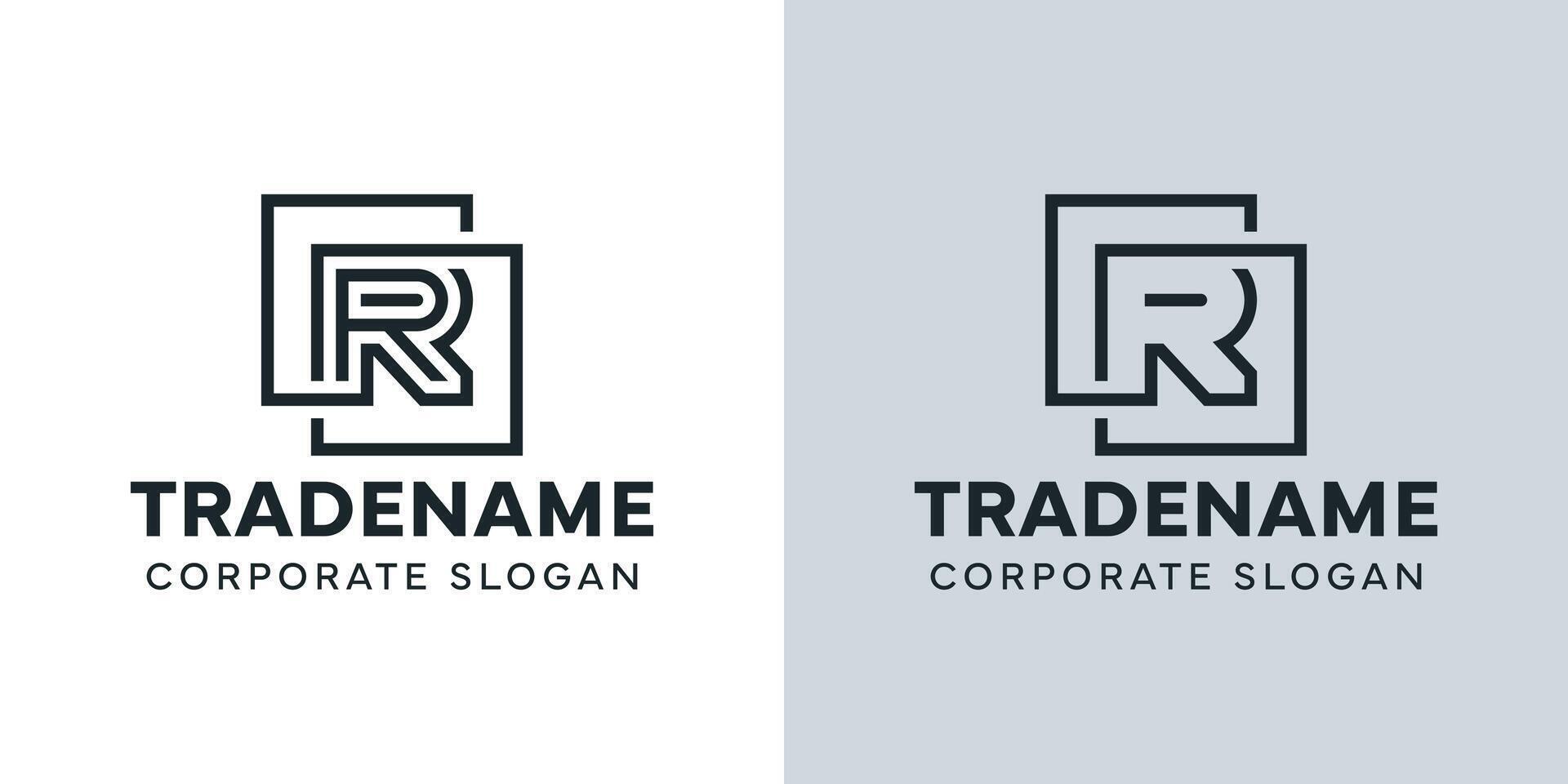 Modern Letter R with Double Square Logo, for business with R initial vector