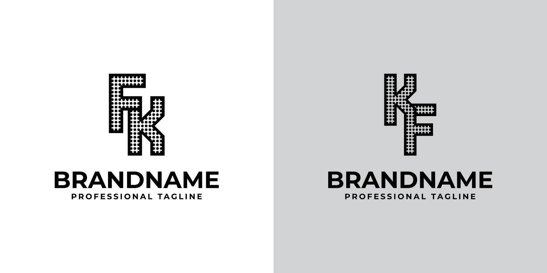 Letters FK and KF Dot Monogram Logo, Suitable for business with FK or KF initials vector