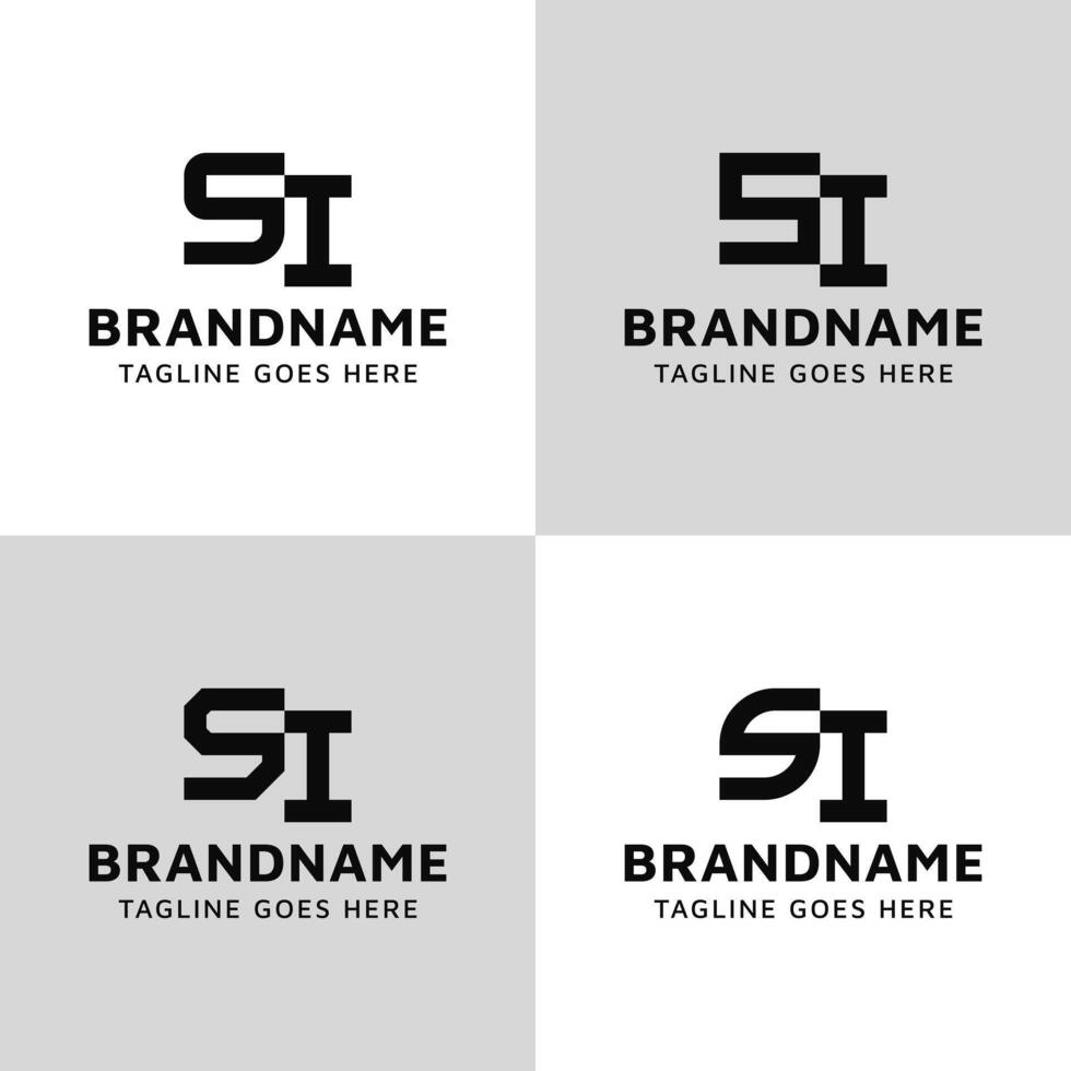 Letters SI Monogram Logo Set, suitable for any business with IS or SI initials vector