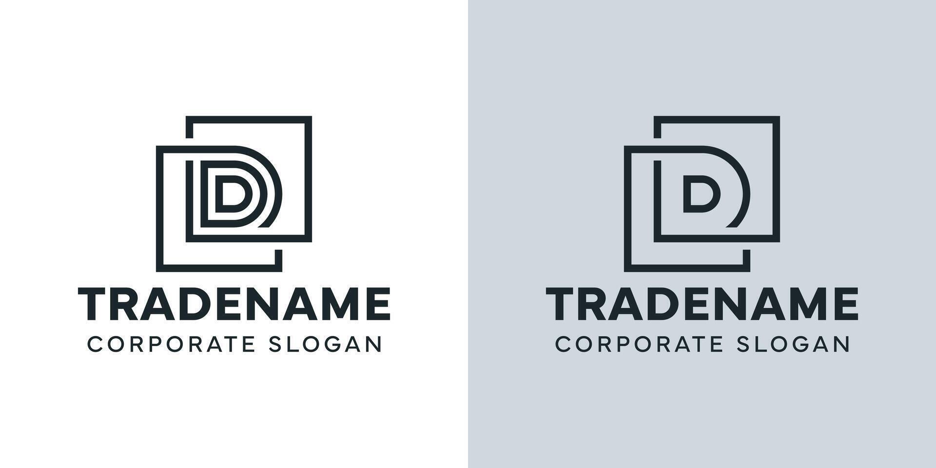 Modern Letter D with Double Square Logo, for business with D initial vector