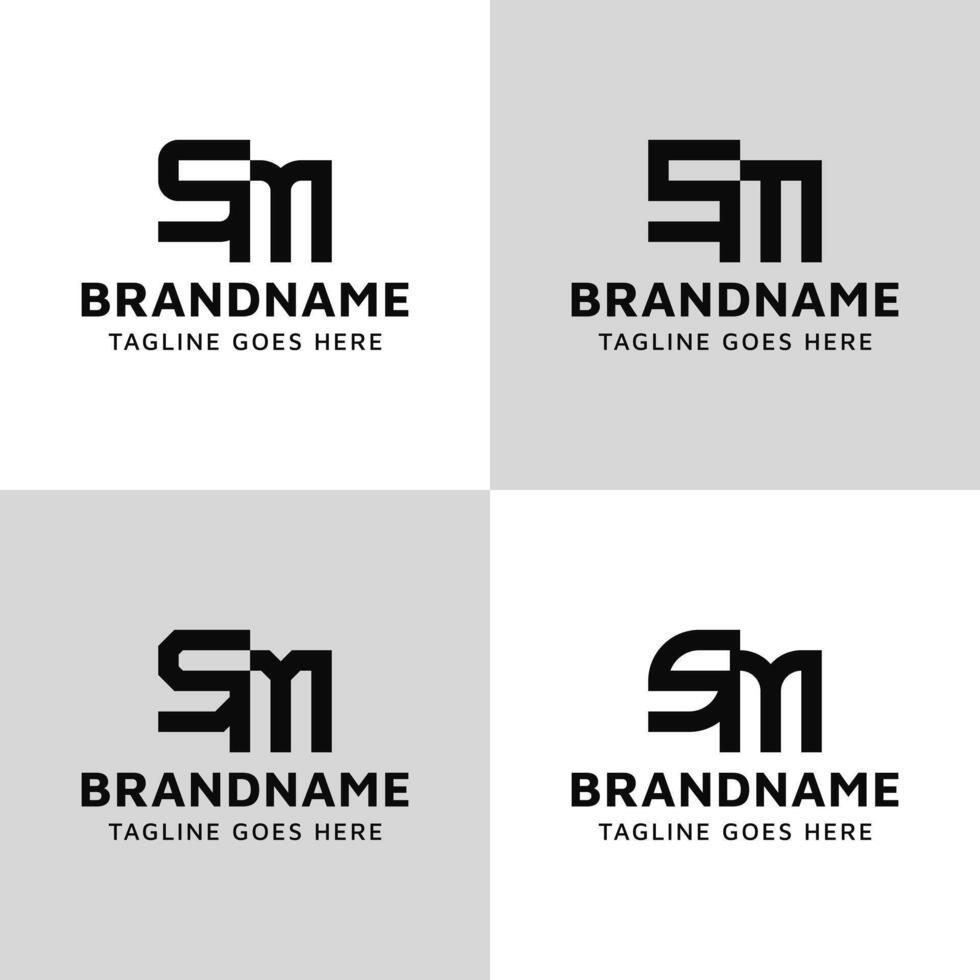 Letters SM Monogram Logo Set, suitable for any business with MS or SM initials vector