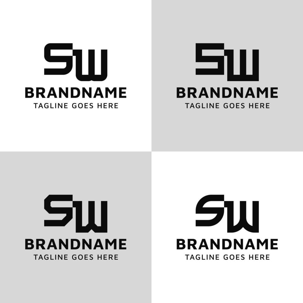 Letters SW Monogram Logo Set, suitable for any business with WS or SW initials vector