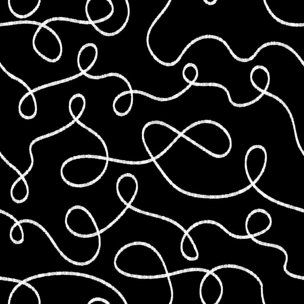 Curve line doodle seamless pattern. Abstract squiggly modern background with continuous lines. Ink or charcoal print for textile, fabric, wallpaper, wrapping, scrapbook and packaging vector