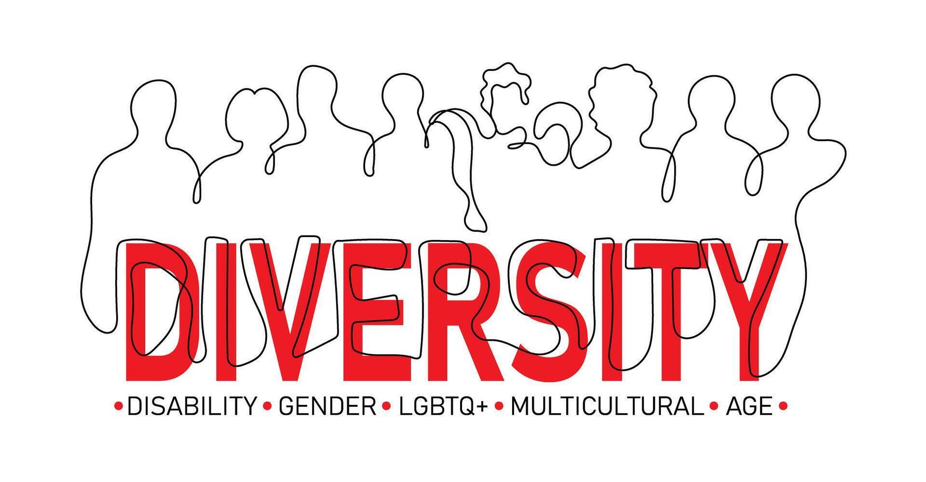 Continuous one line drawing of people multi ethnic races. Racial equality and anti-racism vector