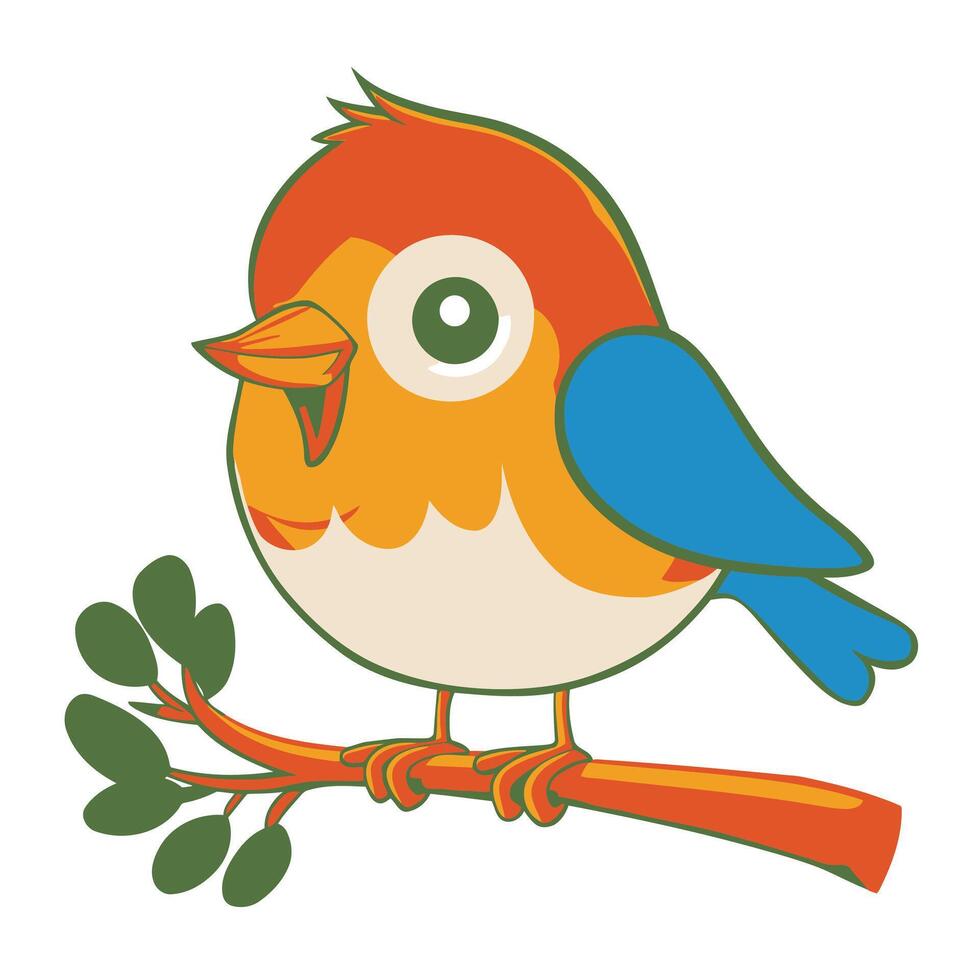 robin bird cute little bird character white background, illustration vector