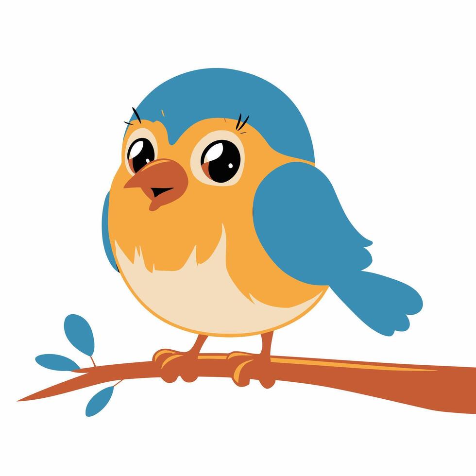 robin bird cute little bird character white background, illustration vector