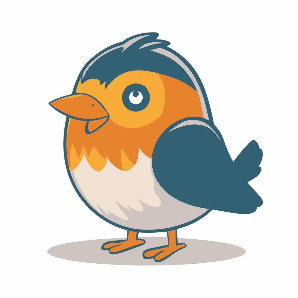 robin bird cute little bird character white background, illustration vector