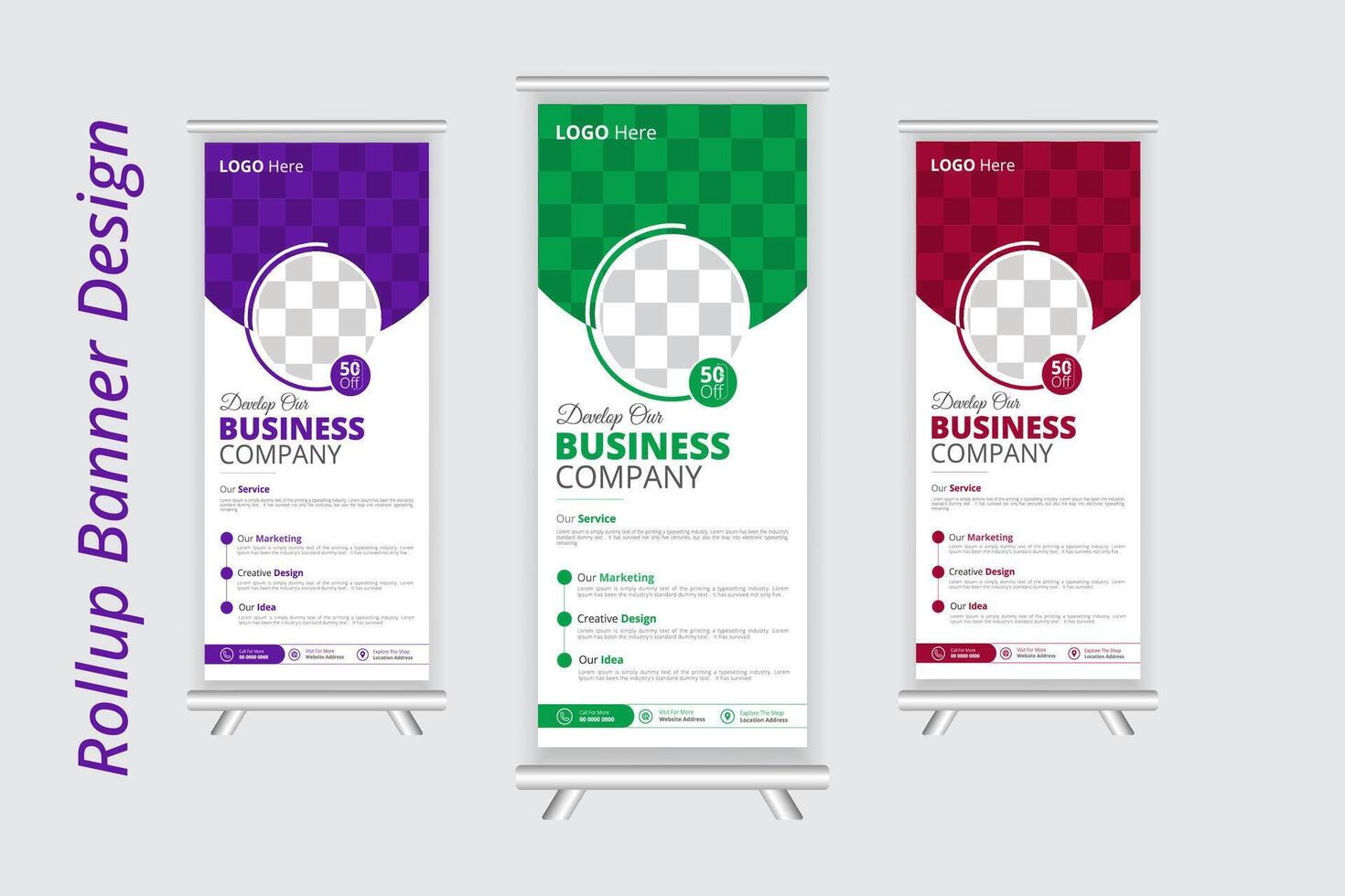Modern Rollup Banner Design Here. Rollup Template Here vector