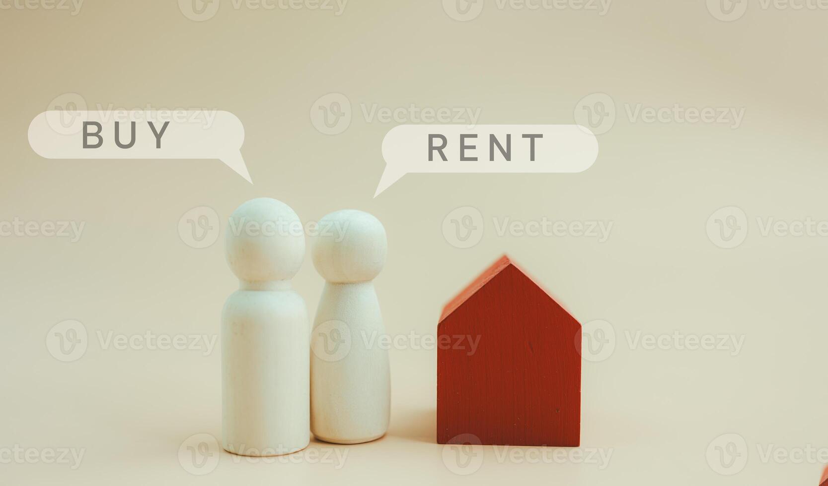 Couple thinking buy or rent home. Buy or rent home concept. Real estate, photo