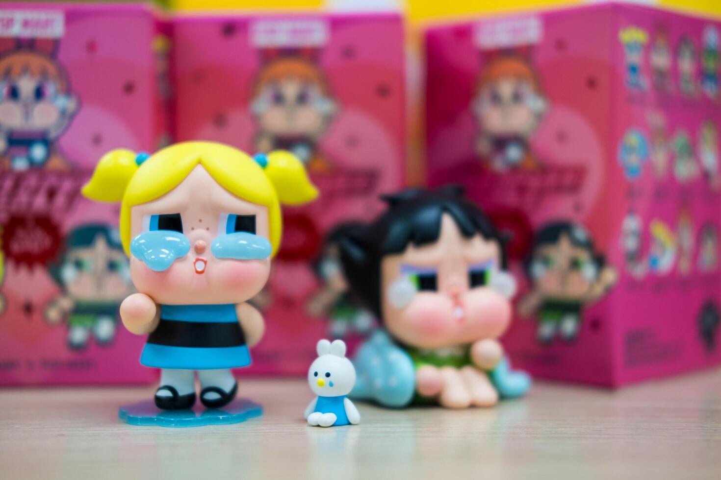 Bangkok, Thailand - May 1, 2024 Art toys crybaby collaboration with power puff girls collection. Sleepy buttercup and Bubbles photo
