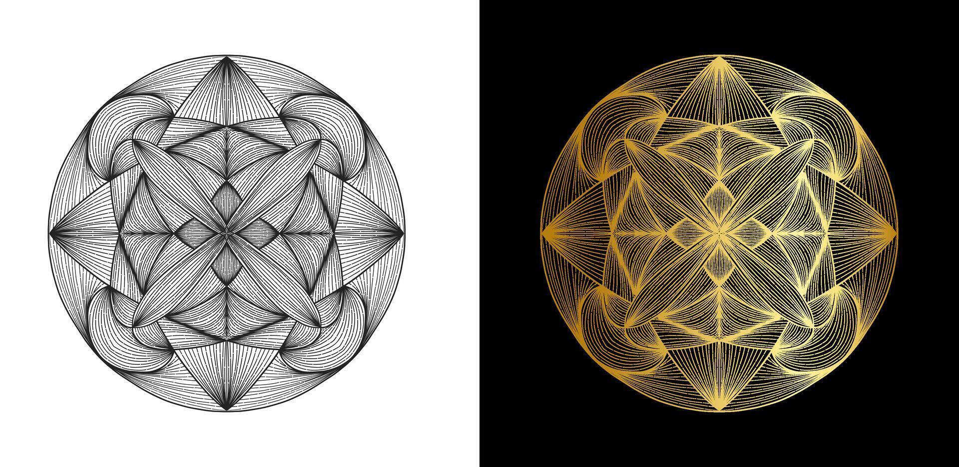 Mandala ornament made of swirls of lines. vector