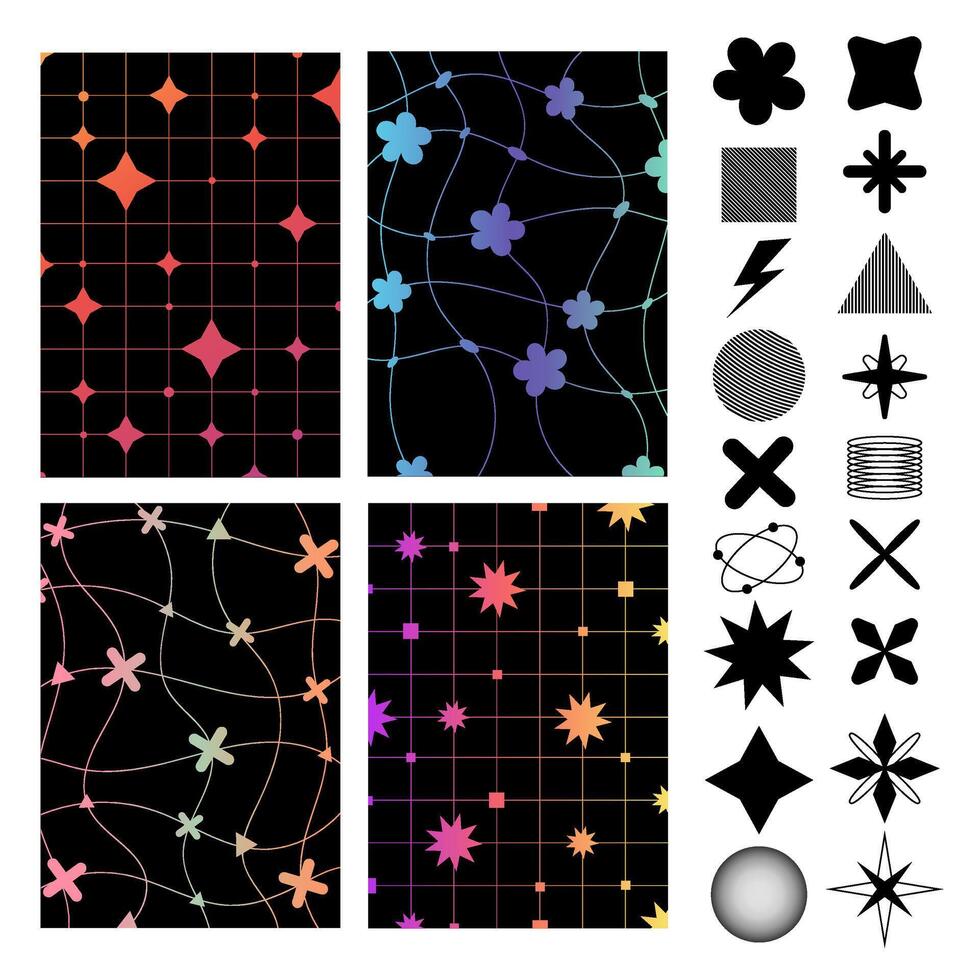 Set of abstract backgrounds. Retro backgrounds with graphic elements. Abstract geometric shapes. vector