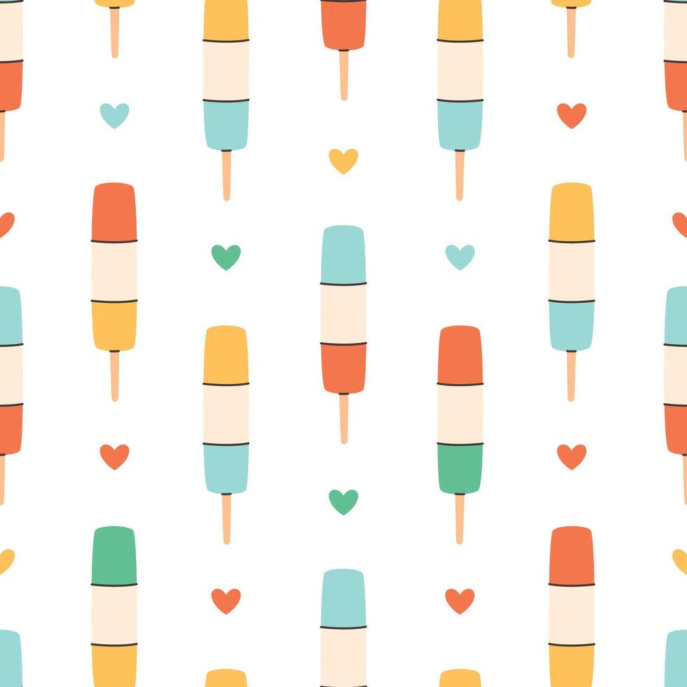 Seamless pattern with ice lolly, fruit ice cream. Summertime, summer dessert vector