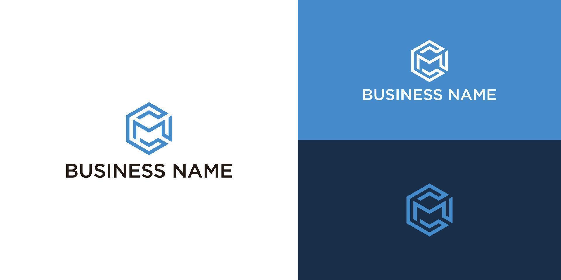 letter MC hexagon logo template vector