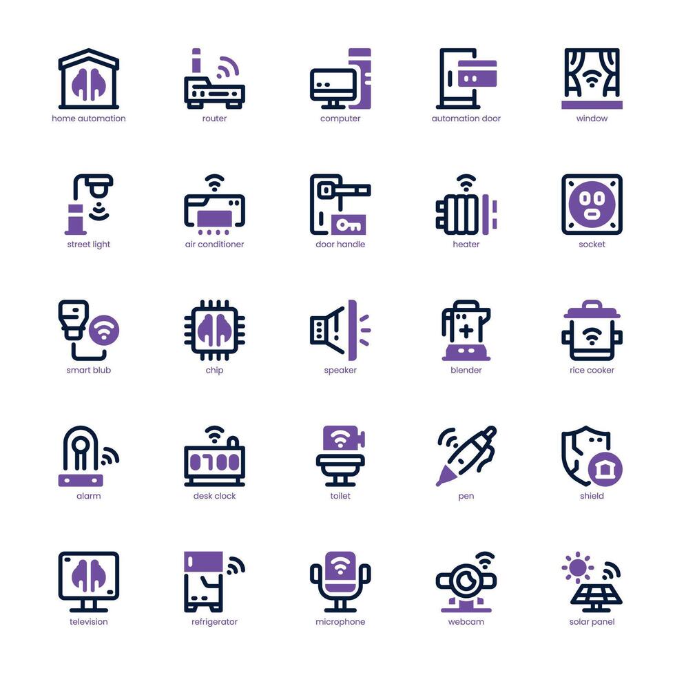 Home Automation icon pack for your website, mobile, presentation, and logo design. Home Automation icon dual tone design. graphics illustration and editable stroke. vector