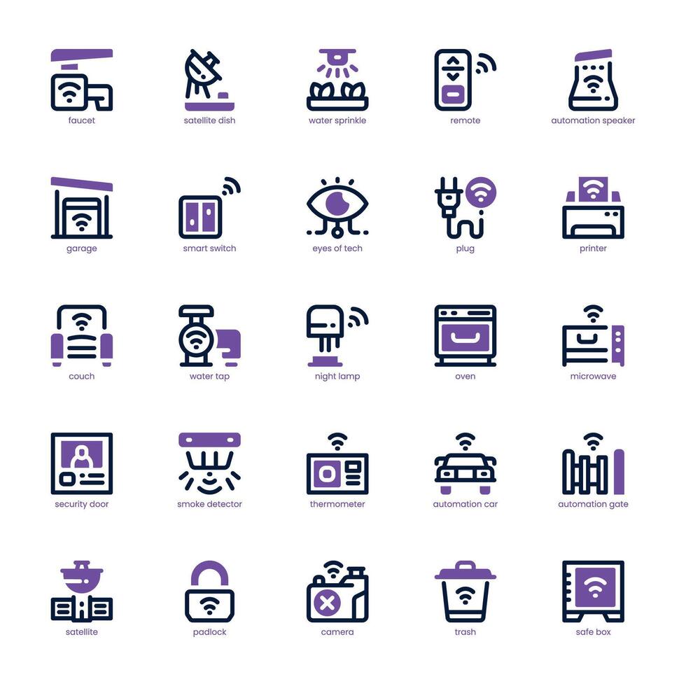 Home Automation icon pack for your website, mobile, presentation, and logo design. Home Automation icon dual tone design. graphics illustration and editable stroke. vector