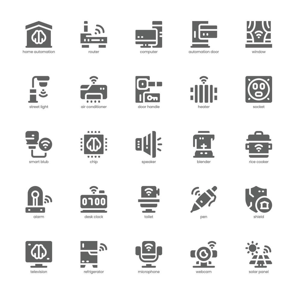 Home Automation icon pack for your website, mobile, presentation, and logo design. Home Automation icon glyph design. graphics illustration and editable stroke. vector