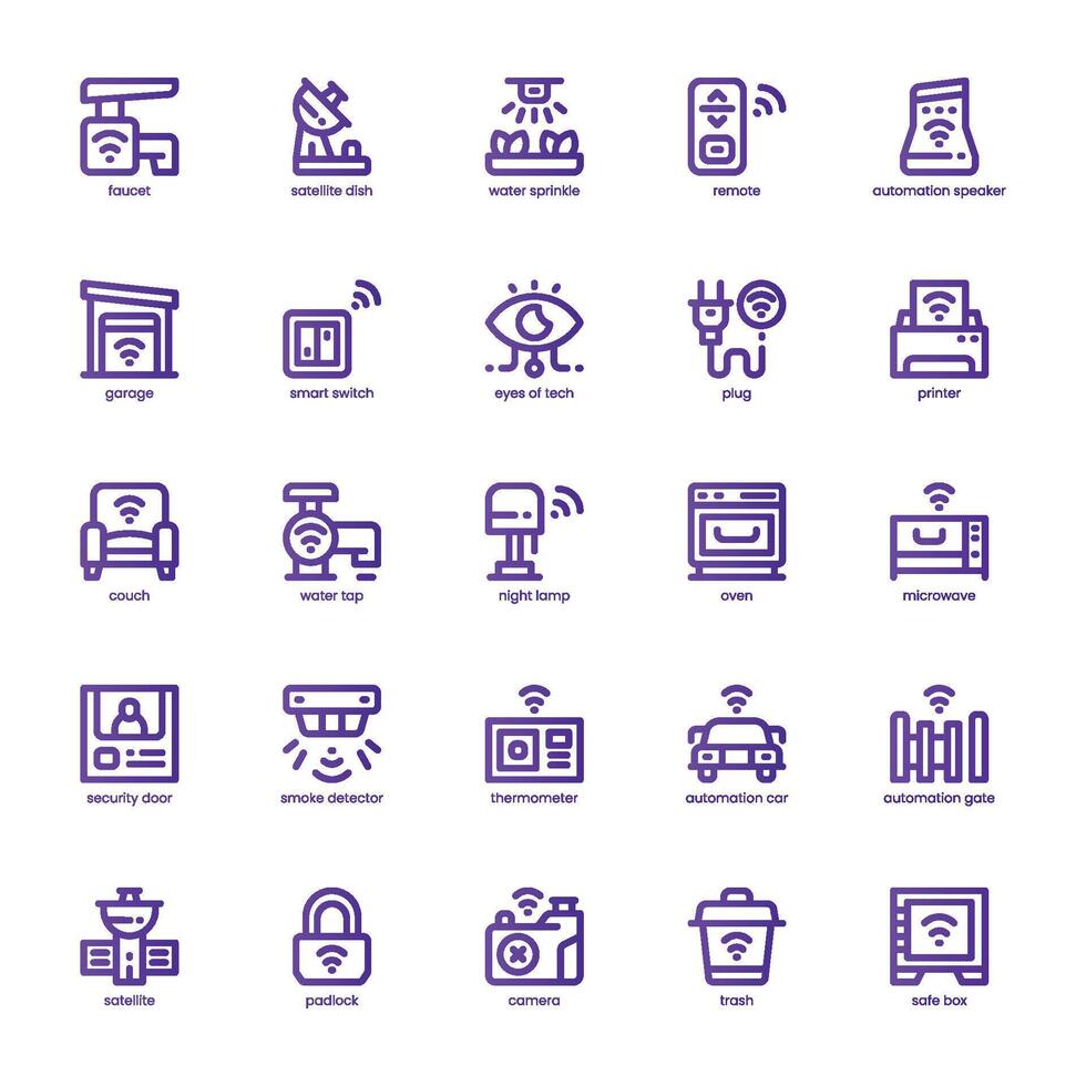 Home Automation icon pack for your website, mobile, presentation, and logo design. Home Automation icon basic line gradient design. graphics illustration and editable stroke. vector
