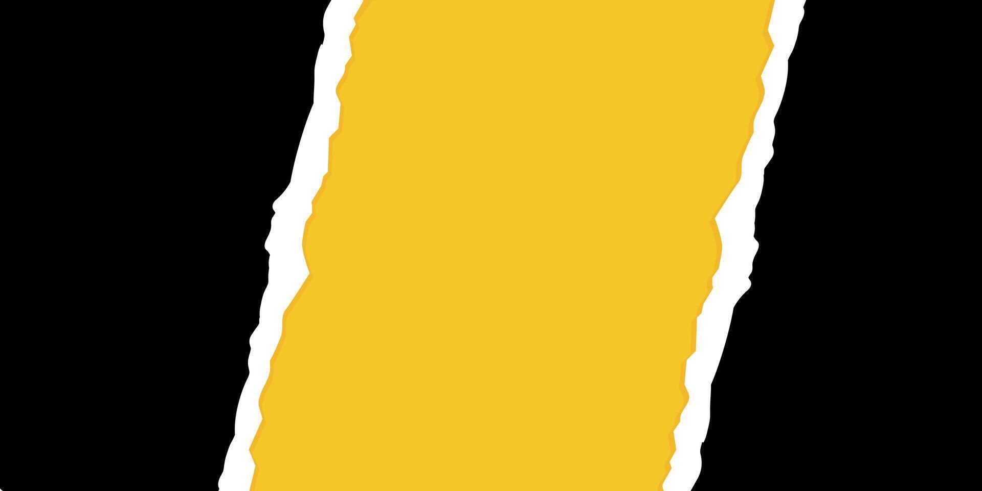 Cut and torn paper banner with place for text. Black and yellow template. illustration vector