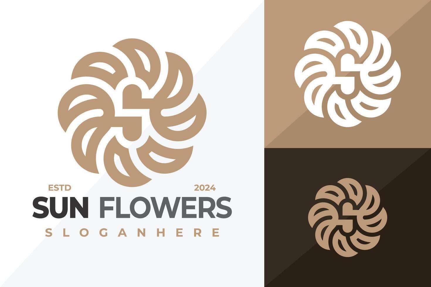 Letter S Sun Flower Bloom logo design symbol icon illustration vector