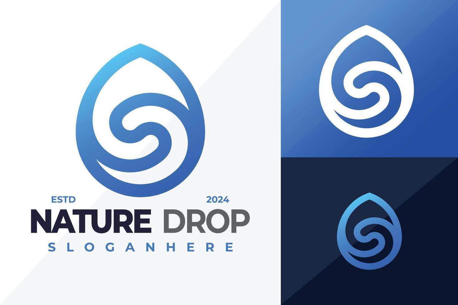 Letter S Nature Drop Blue logo design symbol icon illustration vector