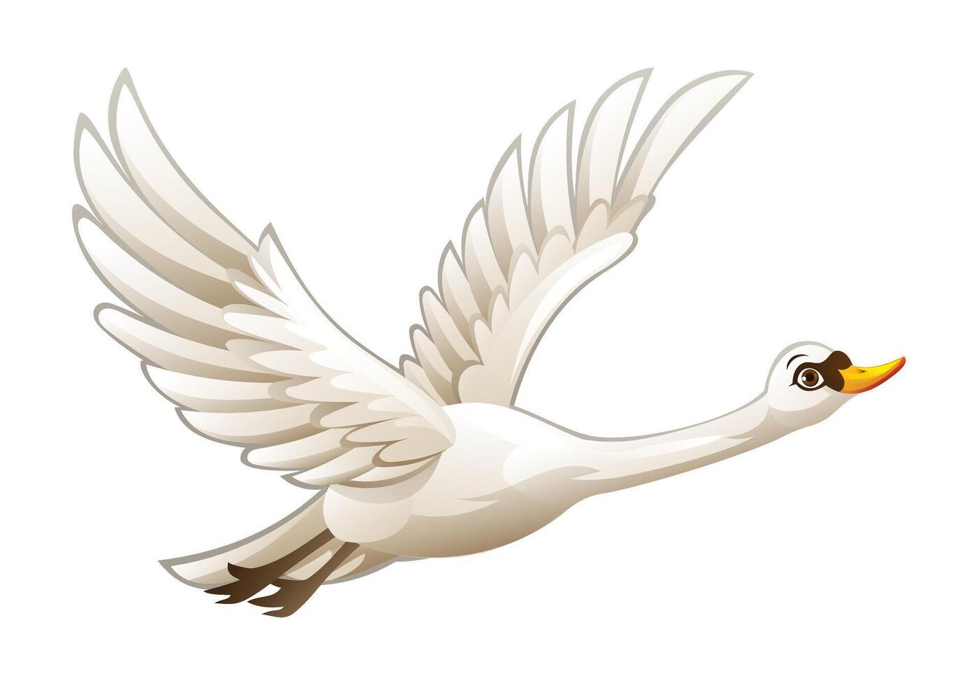 Cartoon swan flying. Illustration isolated on white background vector