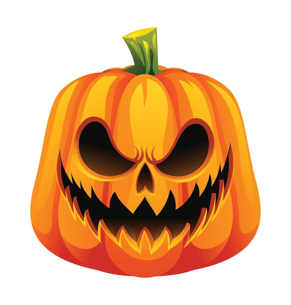 Halloween pumpkin with spooky face. Cartoon character illustration vector