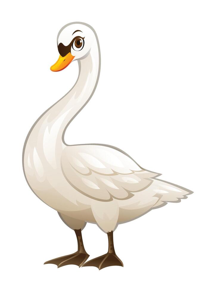 Cute swan cartoon illustration isolated on white background vector