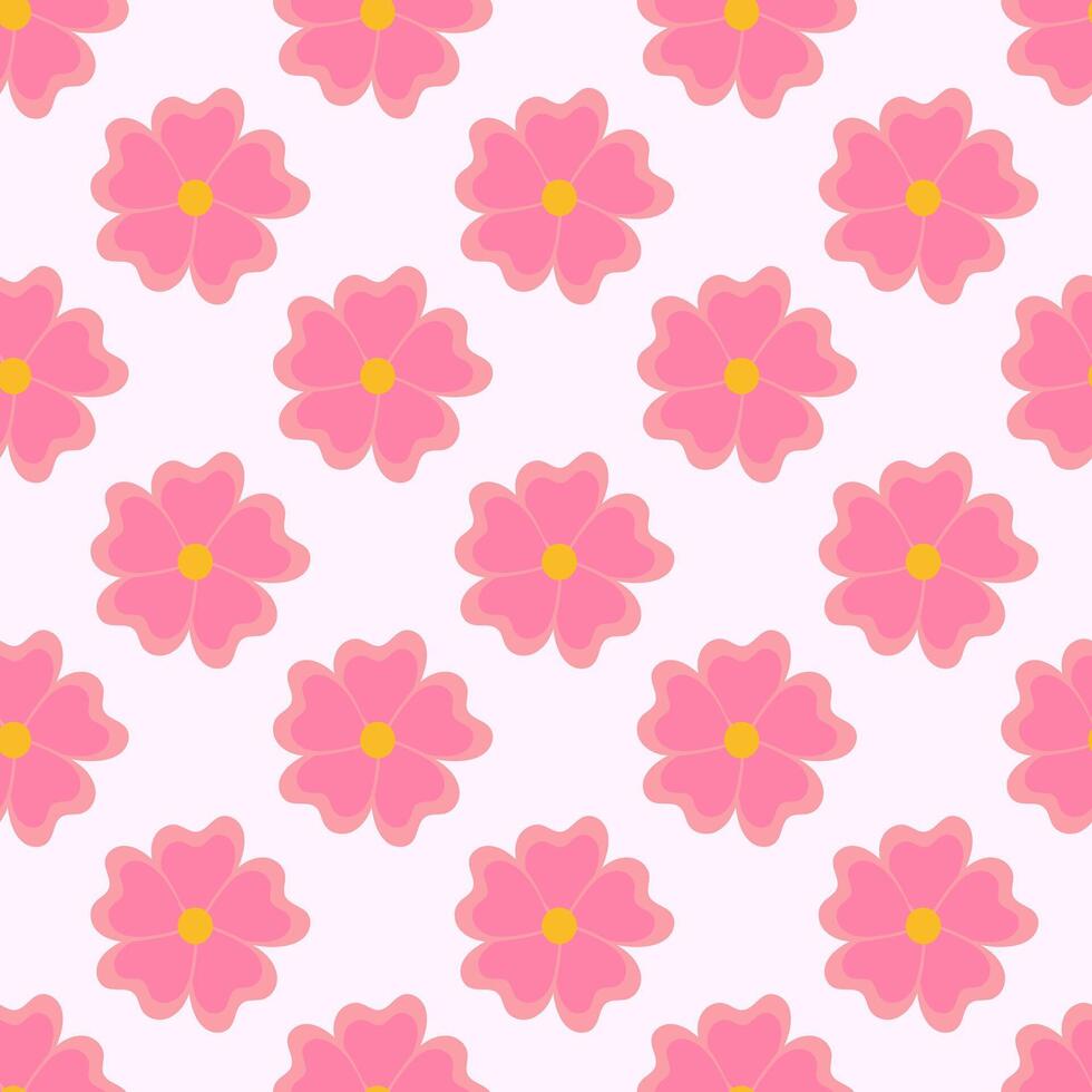 Seamless pattern with pink flowers. Spring and summer floral background. Design for wallpaper, wrapping paper, background, fabric. flat illustration. vector