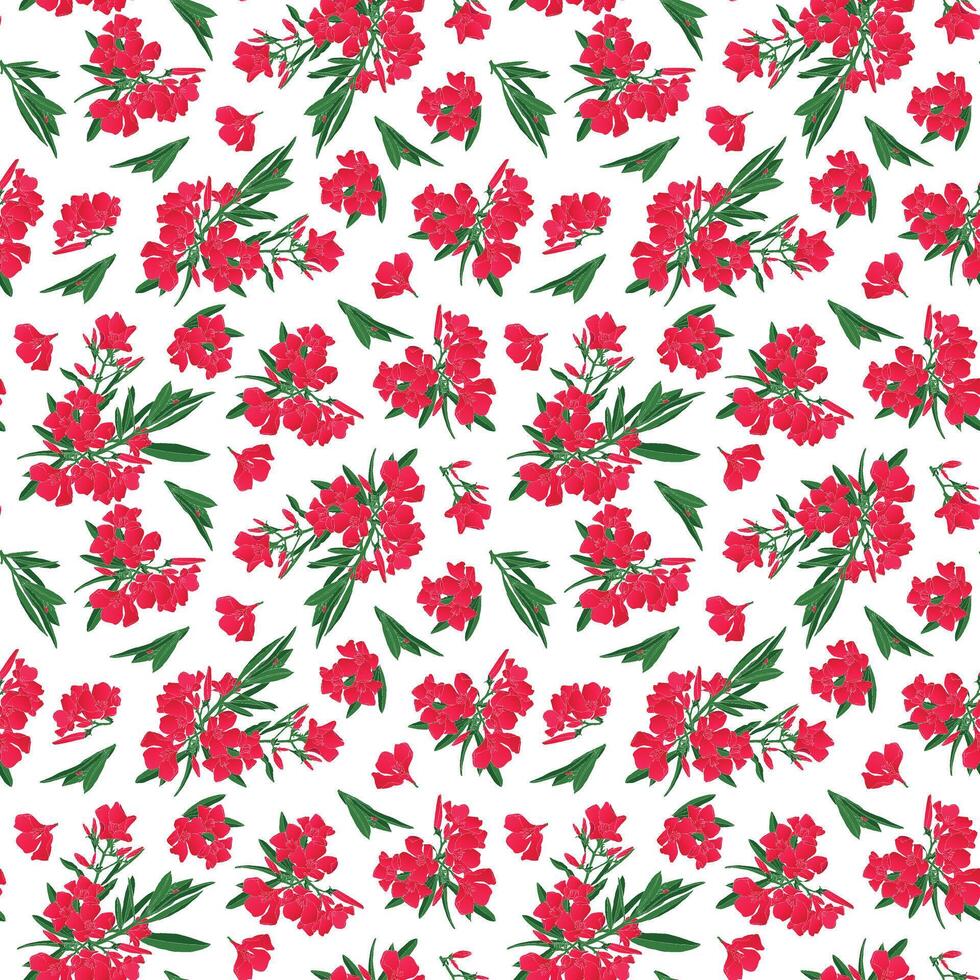 Seamless endless pattern of flowers Oleandr. Illustration in hand drawn style. Can be used to create packaging, covers, backgrounds, cards, textiles, clothing, souvenirs and much more. vector