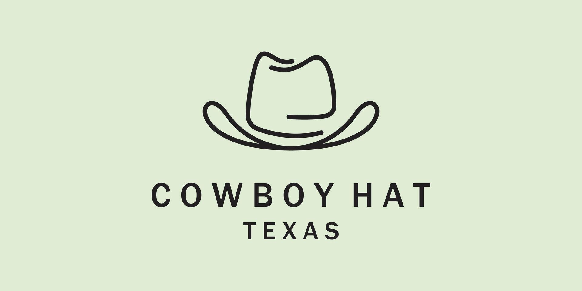 logo cowboy hat line art simple illustration design vector