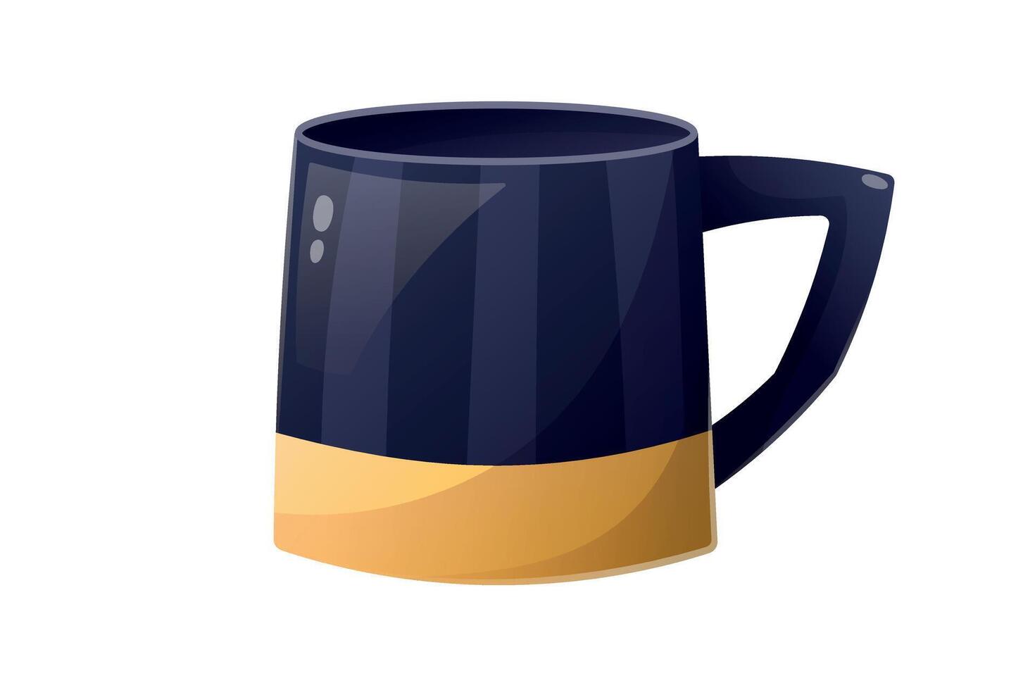 isolated cartoon ceramic striped drink black mug or cup. vector