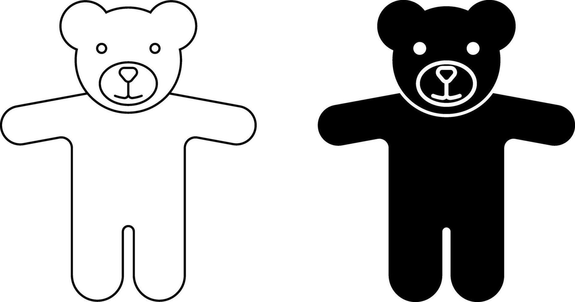 outline silhouette teddy bear icon set vector