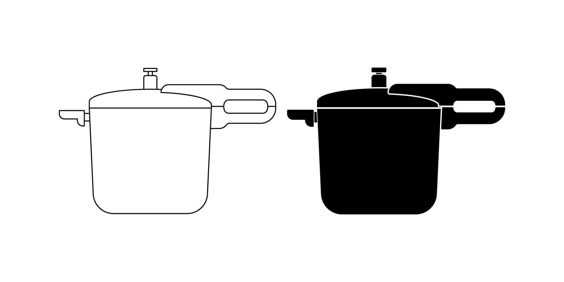 side view pressure cooker icon set isolated on white background vector