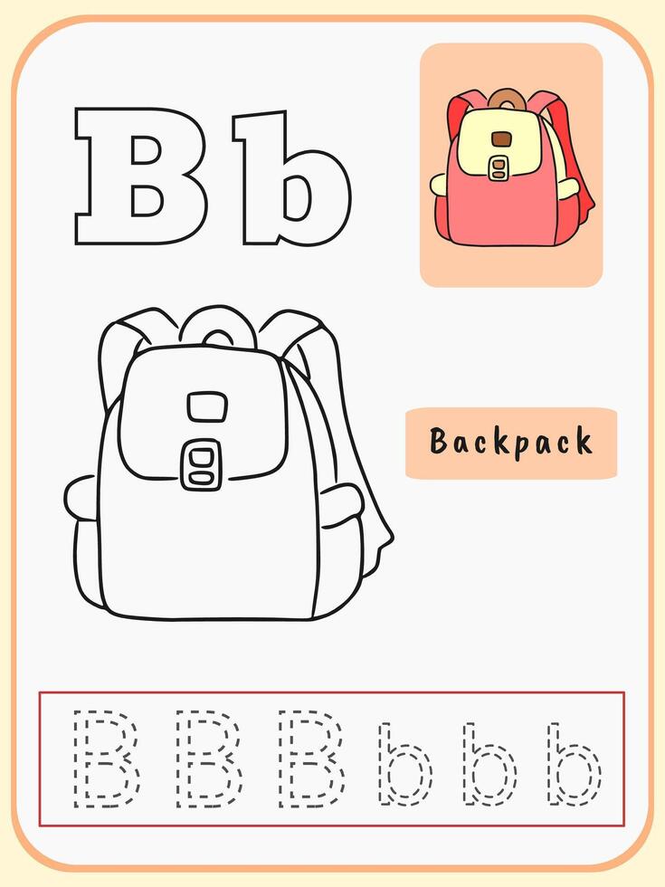 letter b backpack for kids activity page vector