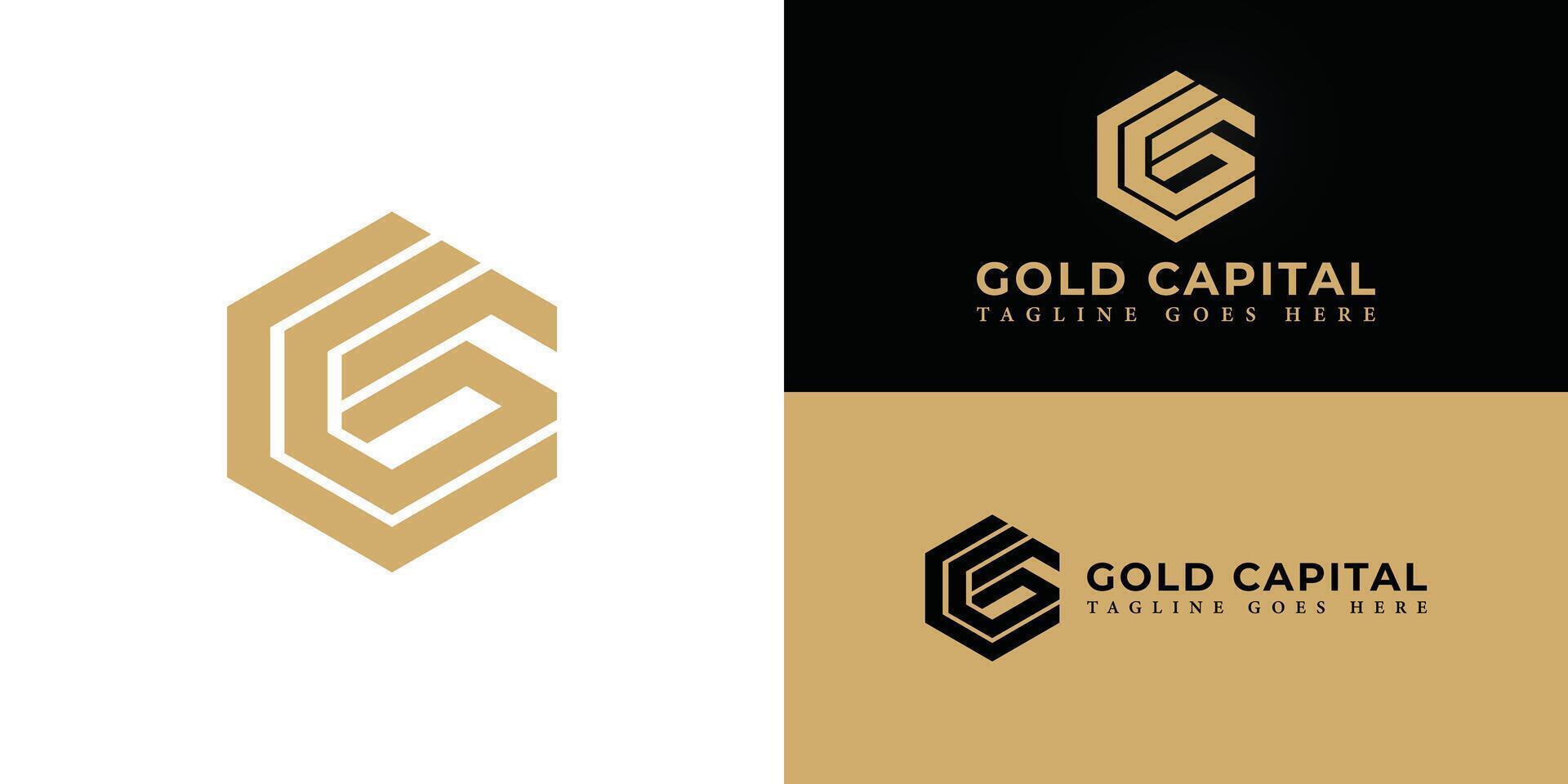 Abstract initial hexagon letters GC or CG logo in gold color isolated on multiple background colors. The logo is suitable for accounting and financial company logo design inspiration templates. vector