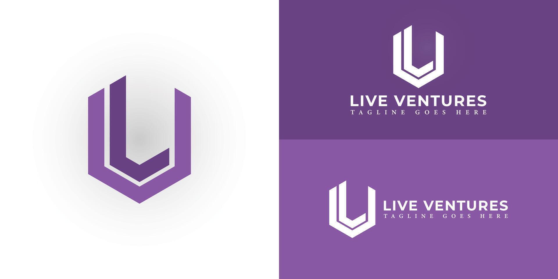 Abstract initial hexagon letter LV or VL logo in purple color isolated on multiple background colors. The logo is suitable for venture capital firm company logo design inspiration templates. vector