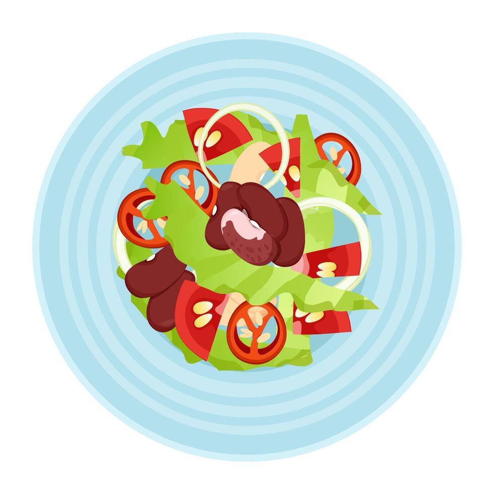 Mix of Mexican vegetables on an ethnic round plate vector
