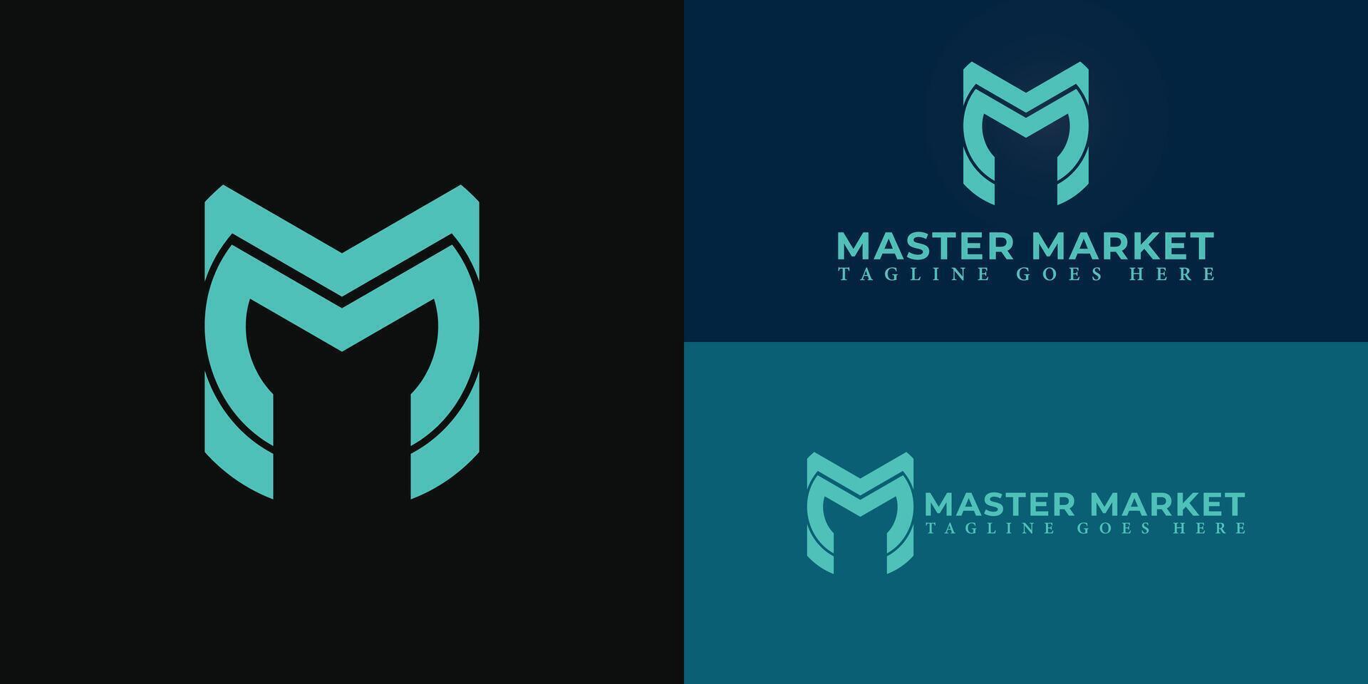 Abstract initial lines letter M or MM logo in blue color isolated on multiple background colors. The logo is suitable for marketing communication business logo design inspiration templates. vector