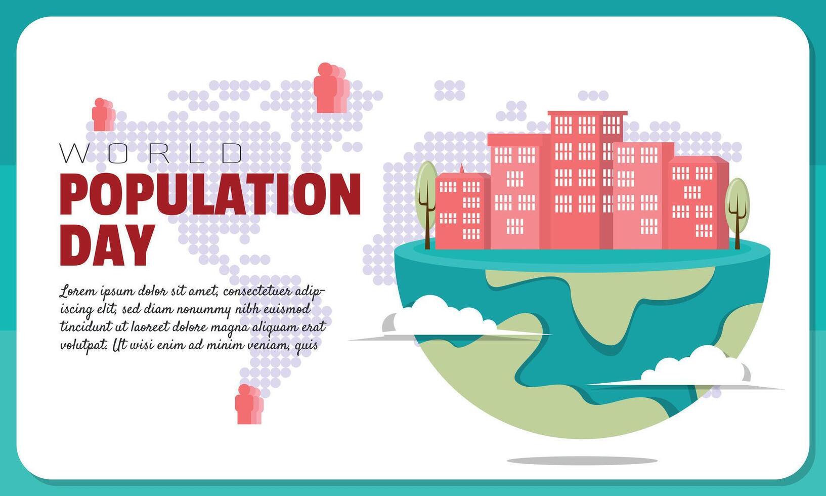 World Population Day template with high population around the world vector