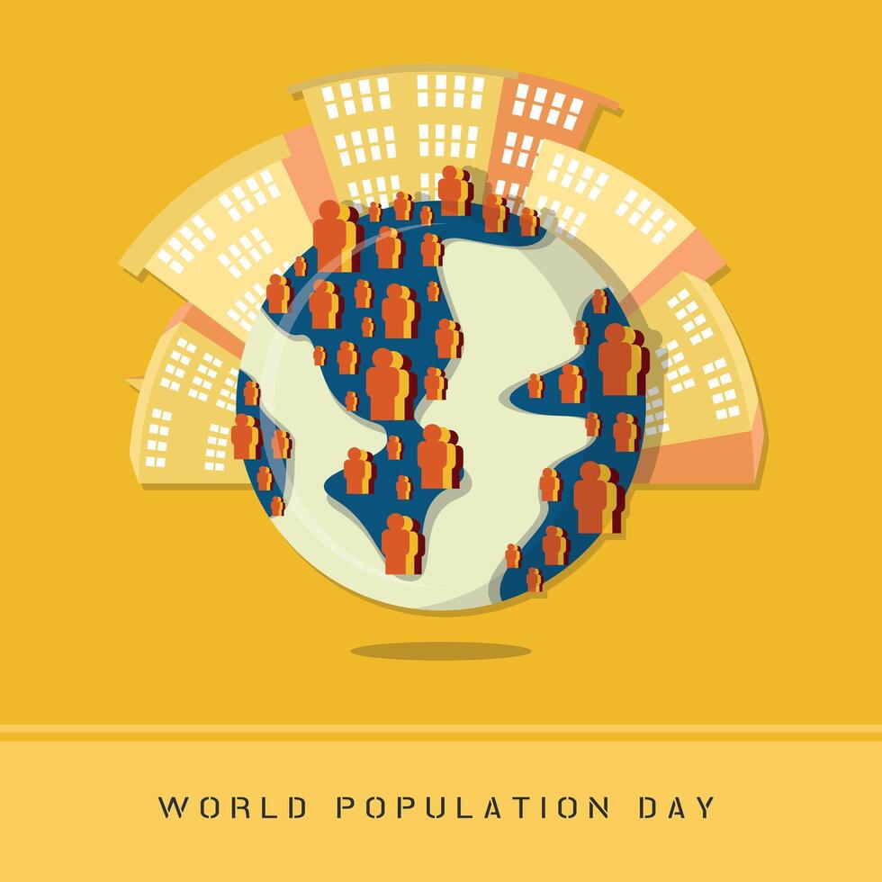 World Population Day poster with high population on earth vector