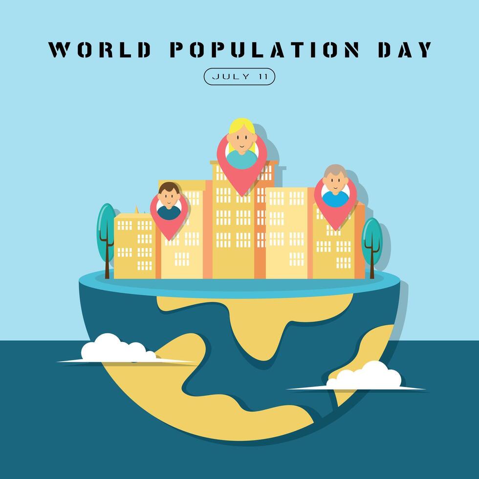 World Population Day poster with high population on earth vector